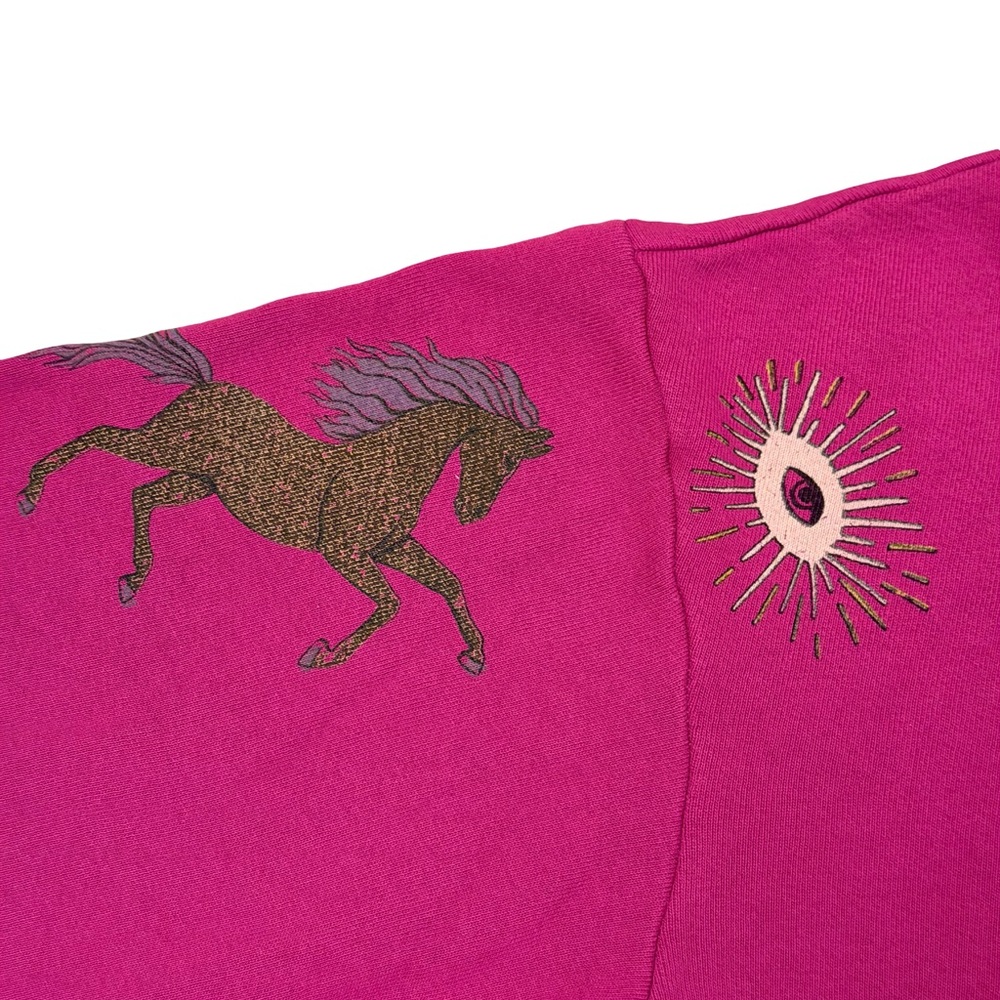 Raquel Allegra Pink Graphic Sweatshirt w/ Horse & Eye Print – One Size - Picture 3 of 3